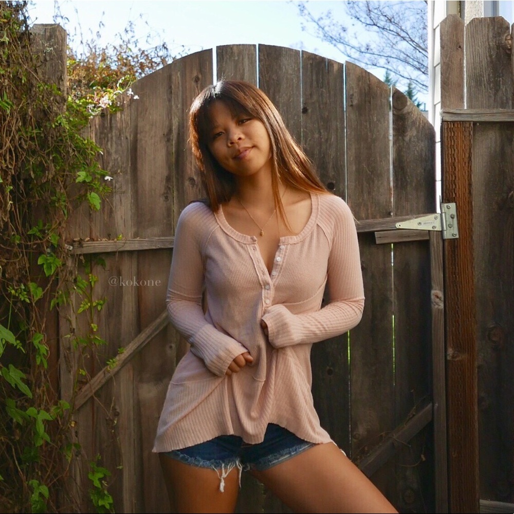 Hollister Light Pink Flowy Long Sleeve Top